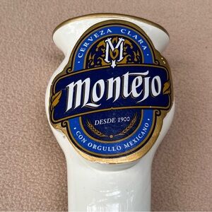 Montejo Mexican Beer Cerveza Clara Beer Tap Handle-White/Blue-Mexico-Kegerator